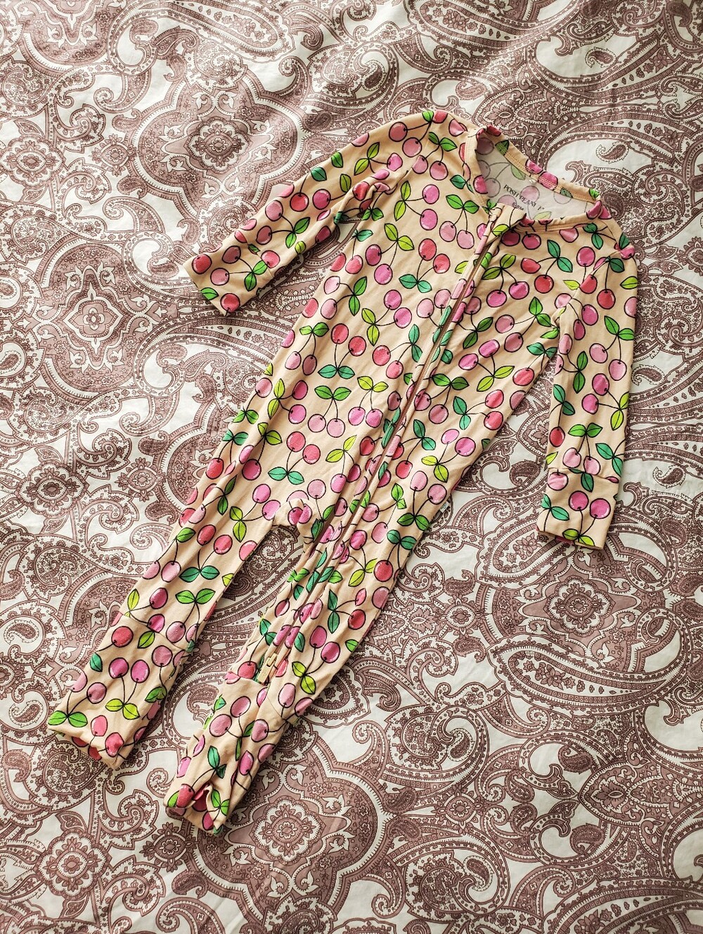 Posh Peanut Cherry Print Footed Pajamas